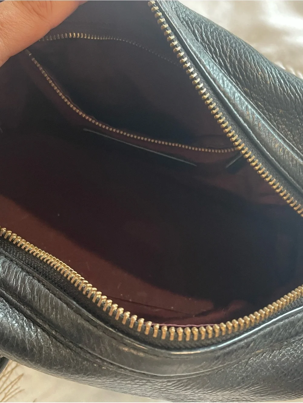 Marc Jacobs Black Pebbled Leather Satchel with Gold Hardware